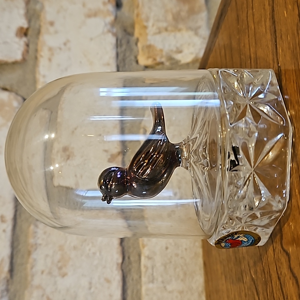 Vintage Hofbauer Lead Crystal - Singing Bird in Cage - Made in Germany 🇩🇪